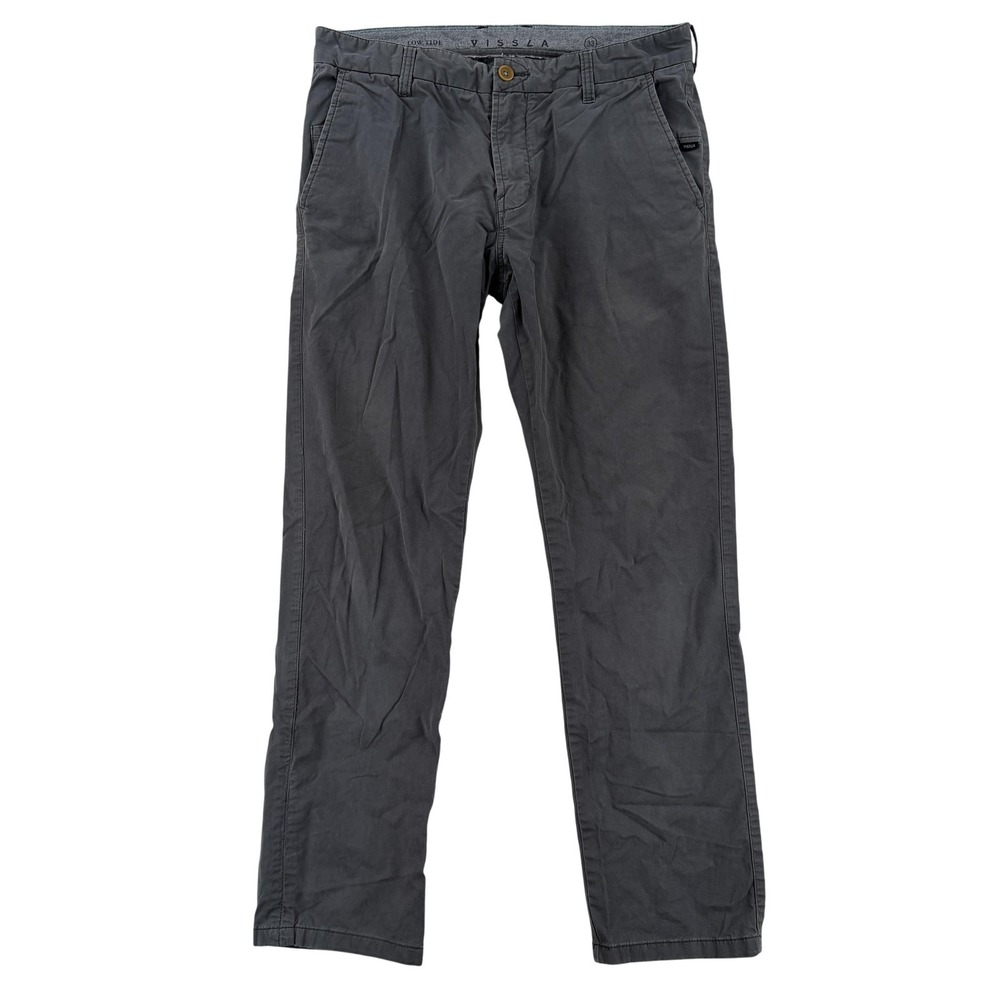 Vissla Chino‎ Pants Mens 33x30 Gray Slim Fit Stretch Tapered Casual Low Tide